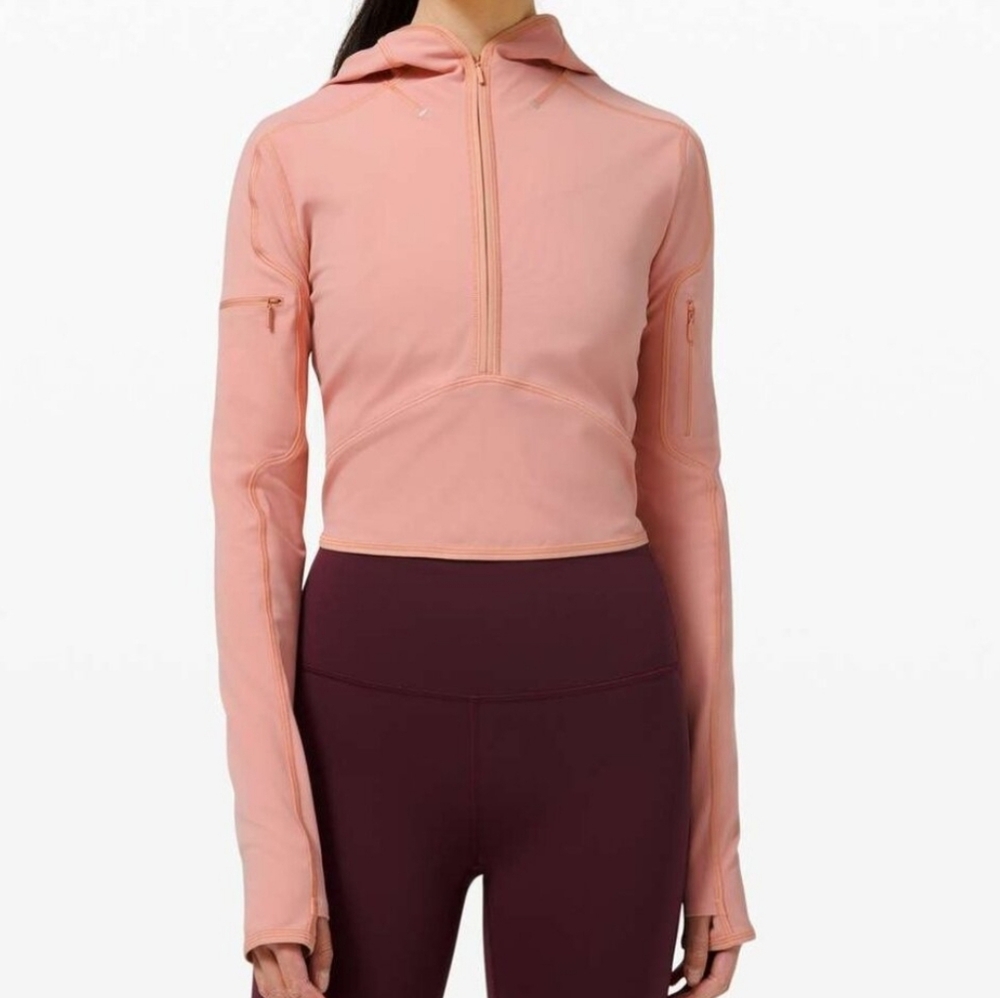 Lululemon Pink Pastel Break a Trail 1/2 Zip Hoodie Size 8